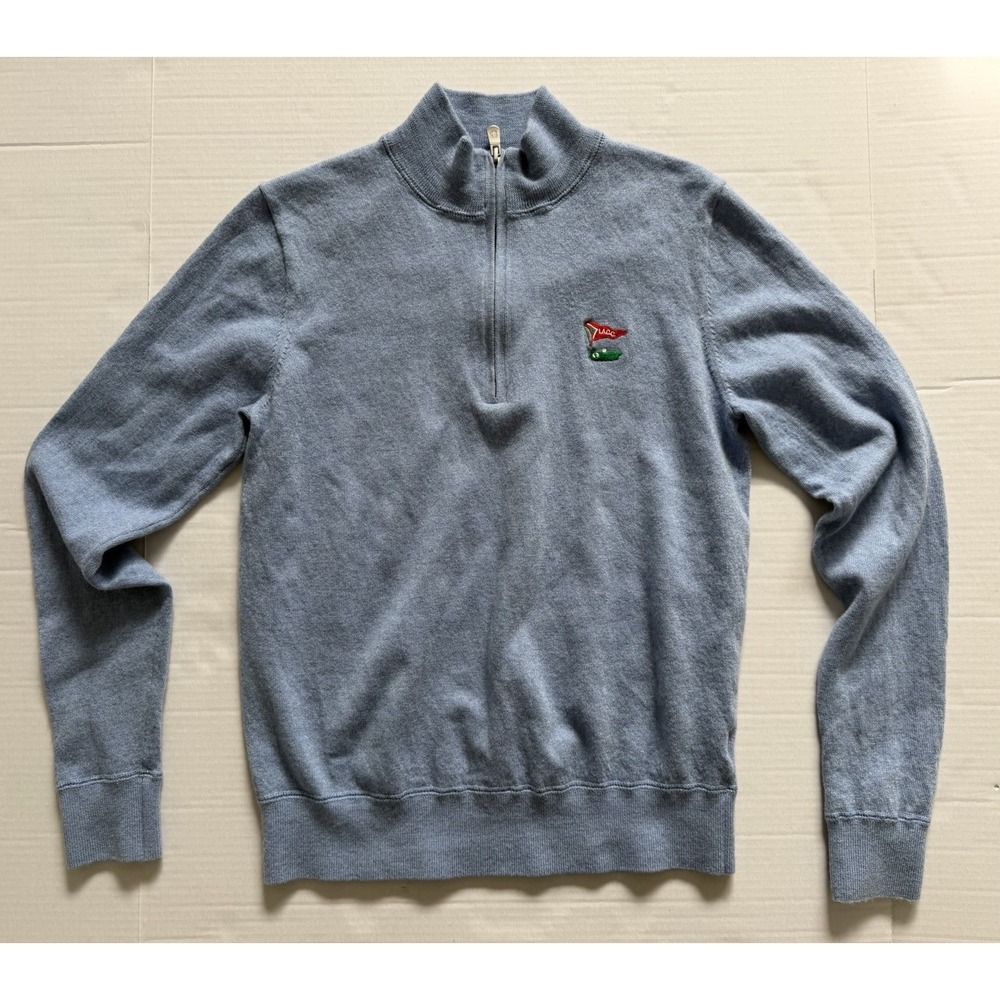 B Draddy Merino Wool Men's 1/4 Zip Pullover Blue Medium
